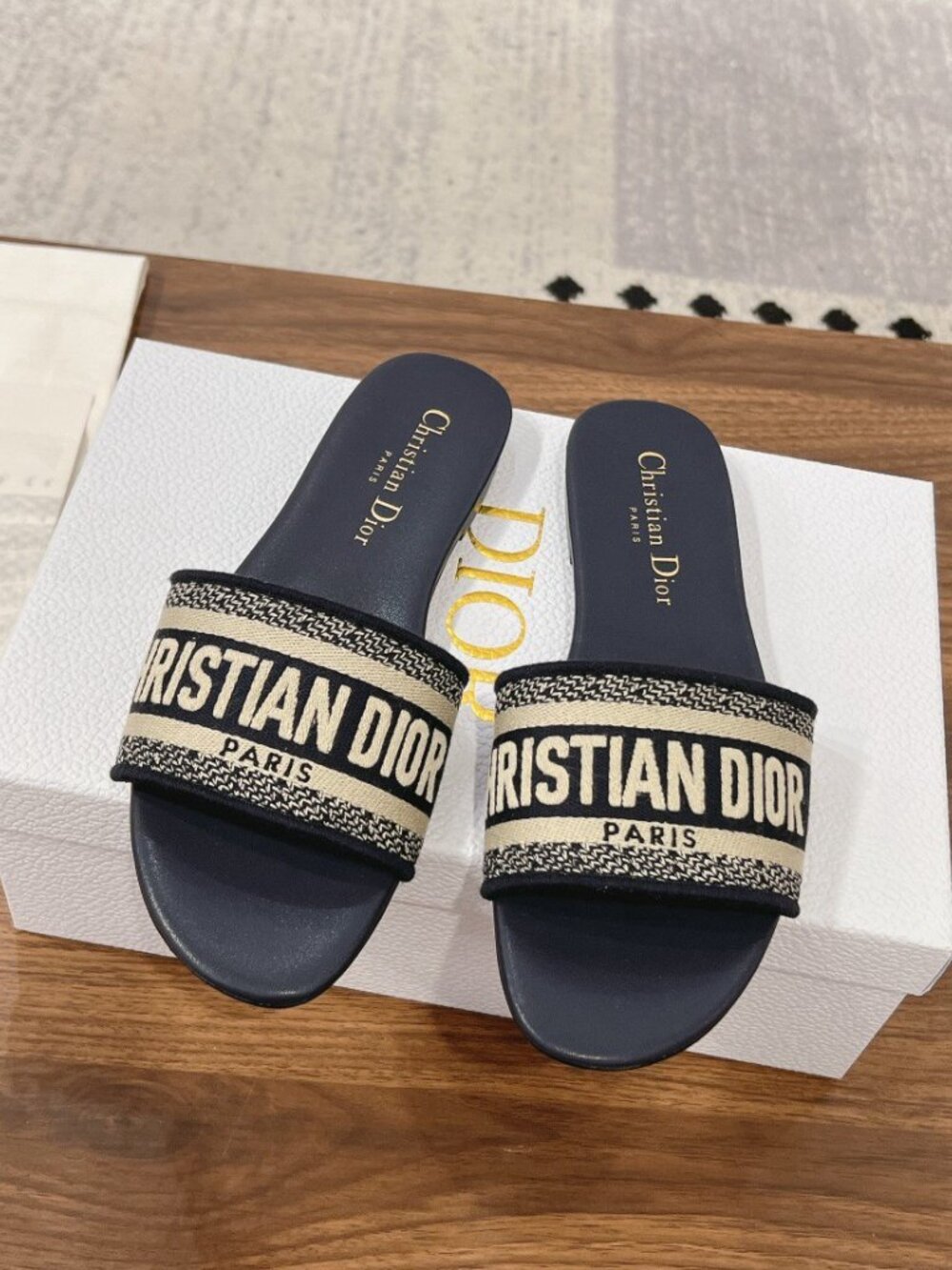 Dior One-Sided Embroidered Slippers
